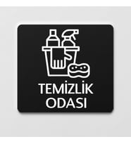 Temizlik Odası Tabelası Ofis Yönlendirme Kapı İsimlik Temizlik Alanı Tabela (Siyah)