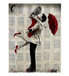 Romantik Şemsiye Anısı 1 Sayılarla Boyama Seti Canvas Kasnaklı 40 x 50 cm