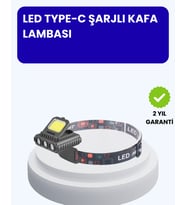 800 Lumen LED Kafa Lambası COB ve XPE Led Type C Şarjlı Ayarlanabilir
