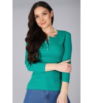 Sweetness Kadın Yeşil Çıtçıtlı Kaşkorse Bluz