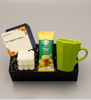 Yeşil Kupa & Bubble Mum & Vanilla Latte Hediye Seti