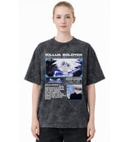 Killua Zoldyck Hunter X Hunter Anime Baskılı Unisex Oversize Eskitme Yıkamalı Tişört