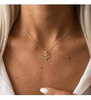 Kişiye Özel 925 Ayar Gümüş Minimal Kuş Model Kolye (Gold)