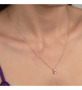 Swarovski Taşlı Gümüş Tektaş Bayan Kolye