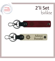 Gemi Yolculuklarının Hatırasına, Kişiye Özel Anahtarlık Seti, Kişiselleştirilebilir, Bordo-S Kahve