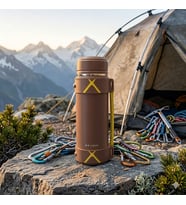 YUBAO 2000 ML Çift Katmanlı Vakumlu Paslanmaz Çelik Termos - Outdoor ve Kamp İçin Sızdırmaz Tasarım (Ekru - Kahverengi)