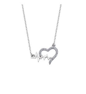 Kalp Figürlü Ritim Gümüş Kolye GMS1185 (Çok Renkli)
