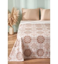 Vizon Mandala Desenli Çift Kişilik Baskılı Pike & Yatak Örtüsü 200x230 cm