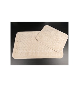 Netha Kaymaz Taban 2'li Pamuklu Banyo Paspası Yıkanabilir 60x100 50x60cm Banyo Halısı Bej