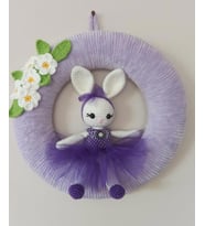 Çiçekli Tavşan Kapı Süsü Amigurumi Organik Oyuncak