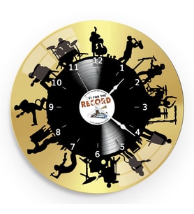 Müzik Plak Cam Saat - 60 cm