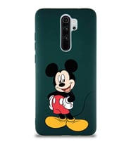 Xiaomi Redmi Note 8 Pro Soft Premier Kapak Mickey Mouse-E Tasarımlı Silikon Kılıf - Yeşil (Şeffaf)