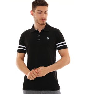 T8585 DEWBERRY ERKEK T-SHIRT-SİYAH-BEYAZ (Siyah - Beyaz)