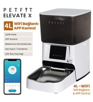 Petfit Elevat X 4L Wi-Fi Akıllı Otomatik Kedi Köpek Mama Kabı Besleme Ünitesi (Sesli Komut+Çelik Kase+APP Kontrol)