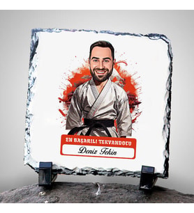 Kişiye Özel Hediye Karikatürlü En Başarılı Erkek Tekvandocu Dekoratif Taş