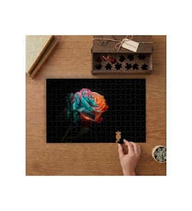 Renkli Gül Tasarımı 240 parça Ahşap Puzzle Ahşap Kutuda MP03671