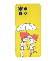 Xiaomi Mi 11 Lite Uyumlu Lansman Kılıf Aşk Tasarımlı İçi Kadife Kapak-Sarı (Şeffaf)