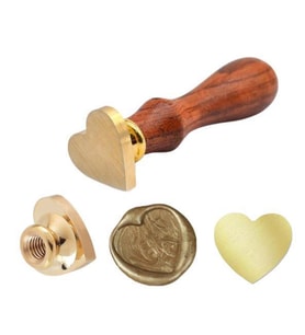 Boş Mum Mühür Pirinç Damga Başlığı Kalp Şekilli 25x22mm