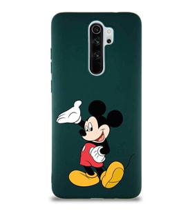 Xiaomi Redmi Note 8 Pro Soft Premier Kapak Mickey Mouse-C Tasarımlı Silikon Kılıf - Yeşil (Şeffaf)