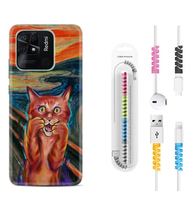 Xiaomi Redmi Note 7 8 9 Pro 10 2022 10 Pro 10S Kılıf Kablo Koruma Spiral Silikon Tablo Cat 1788
