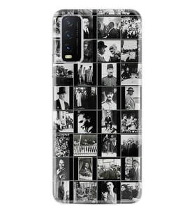 Vivo Y20 Kılıf Desenli Silikon Kılıf Atatürk Kolaj 1330