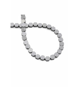 Hematit Doğal Taş Parlak Gümüş Altıgen Kesim 5x5mm Dizi [AA]