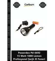 Özel Üretim Yüksek Işık Güçlü LED Powerdex Pd6692 15 Watt 1000 Lümen Profesyonel Şarjlı El Feneri