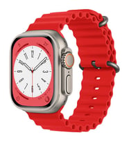 Apple Watch 44/45/46/49mm Kordon Oluklu Geçmeli Silikon Band 75 2/3/4/5/6/se/7/8 (Kırmızı)