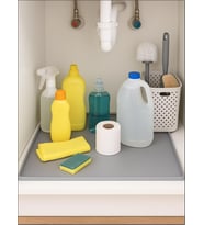 Geçirmez Silikon Lavabo Altı Matı (60x40 cm) - Mutfak ve Banyo Tezgah Altı Koruyucu Düzenleyici, Sızıntı Önleyici Yükseltilmiş Kenar,Havuzlu, Gri Renk