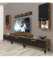 Decoraktiv Ekoflex 270DA Mdf Silver Tv Ünitesi Tv Sehpası - Ceviz Siyah (Siyah - Ceviz)