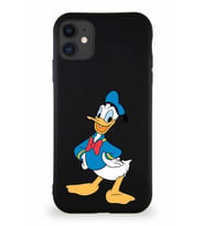 Apple iPhone 11 Soft Premier Kapak Donald Duck-C Tasarımlı Silikon Kılıf - Siyah (Şeffaf)
