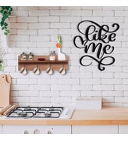BK Home Doğal Ahşap Raflı Dekoratif Fincan Askılığı ve Benim Gibi Duvar Süsü-1 (Beyaz)