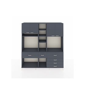 Hyperion Dolap 11 Raflı 6 Çekmeceli 4 Kapaklı 220x44x243 Antrasit-Antrasit/Antrasit