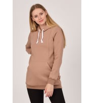 Busa Hamile Emzirme Detaylı Termal Kapüşonlu Sweatshirt Bej