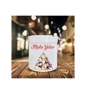 Yılbaşı Noel Temalı Baskılı Seramik Şık Küllük