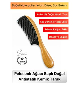 #Tarak Doğal Antistatik Kemik Tarak Pelesenk Ağacı Saplı El İşçiliği Saç Bakım Tarağı Masaj Etkili D