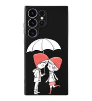 Samsung Galaxy S23 Ultra Uyumlu Lansman Kılıf Aşk Tasarımlı İçi Kadife Kapak-Siyah (Şeffaf)