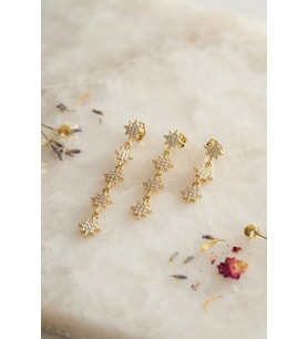 3 lü Set Küpe Gold Renk Kutup Yıldızı Detaylı
