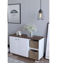 Montana Basic 2 Kapaklı 2 Bölmeli Açık Raflı Ayakkabılık - Ceviz / Beyaz