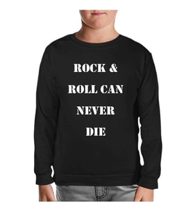 Rock & Roll Can Never Die Siyah Çocuk Sweatshirt