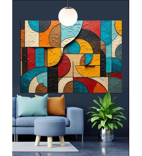 Soyut Geometrik Desen Dekoratif Kanvas - Mdf Ahşap Tablo