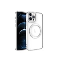 Apple iPhone 12 Pro Uyumlu Kılıf M-safe Wireless Şarj Özellikli Zore Setro Silikon (Gümüş)