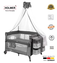 Holmer Maxi Comfort Coolstyle ( Anne Yanı-Deluxe Kumaş ) Cibinlikli Oyun Parkı/Anne Yanı 70x110cm (Gri)