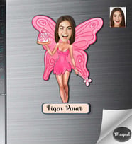 Kişiye Özel Melek  Kadın Ahşap Magnet -1