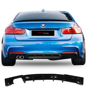 Bmw F30 3 Serisi M Performance Difüzör Piona Black 2012 - 2018 Sol Çift Egzoz Çıkışlı