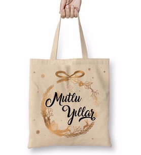 Mutlu Yıllar Bez Çanta Uzun Saplı