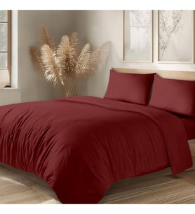 Organik Pamuk Akfil Nevresim Takımı Çift Kişilik 200x220 cm Koyu Bordo KOYU BORDO 200 x 220