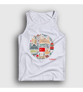 Presmono Unisex Beyaz Tourist Turist İstanbul Türkiye Turkey Atlet 499757tt