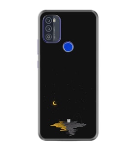 Reeder P13 Blue Max Pro 2021 Kılıf Silikon Desen Özel Seri Ay ve Kedi 1683