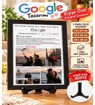 Kişiye Özel Google Tasarımlı Fotoğraf Çerçevesi, Sevgiliye Romantik Hediye, 1. Sınıf MDF, Ahşap Ayak Hediyeli